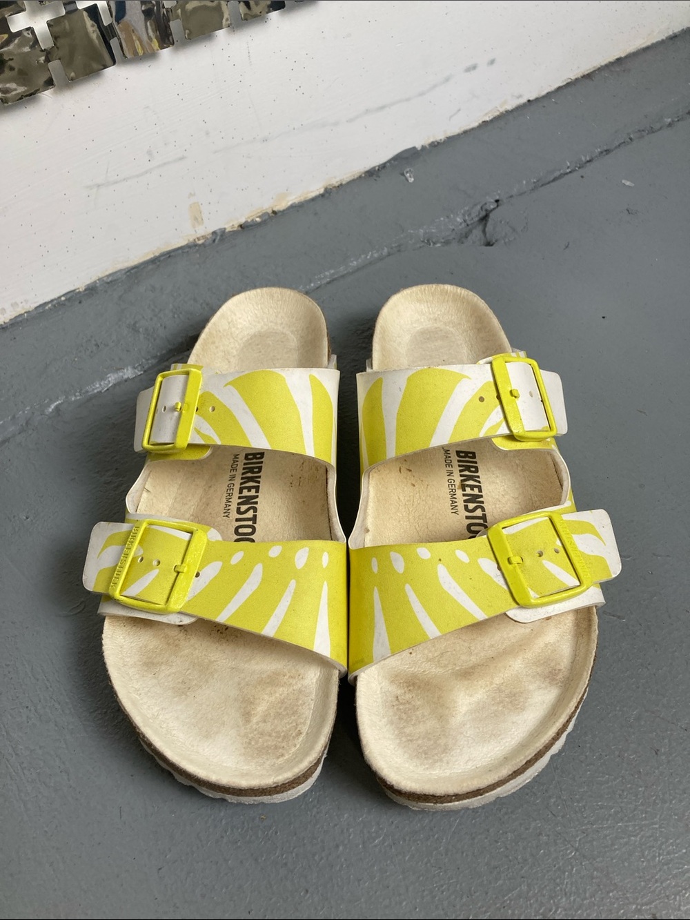 Birkenstock Kids Yellow White Patterned Arizona Sandals
